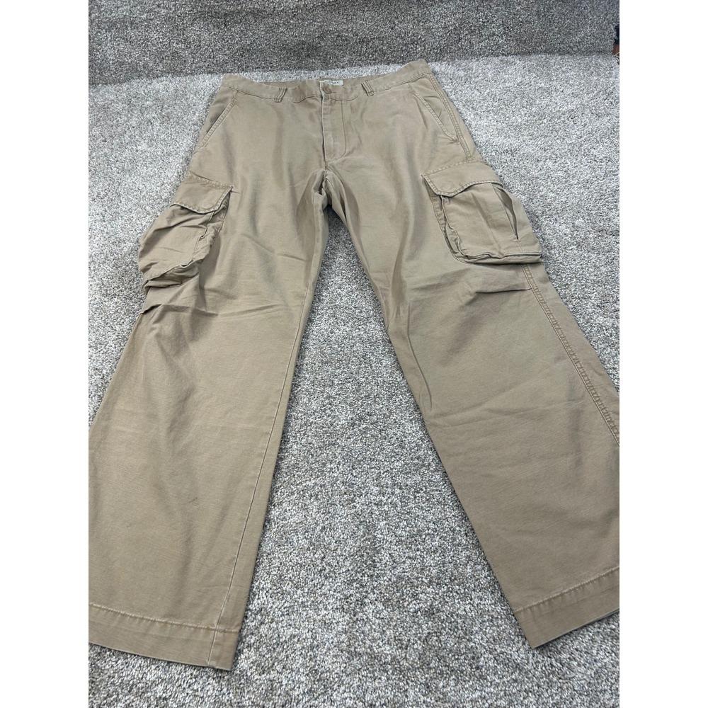 Banana Republic Heritage Mens 36x32 Khaki Cotton Cargo Pants Straight Leg #0761